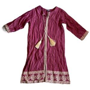 Dhanak Youth 10-11 Years Old Sophisticated Embroidery w Gold Tassels Eid Dress